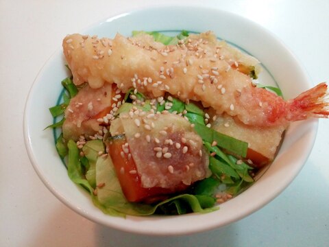 サラダ菜と南瓜・えび天丼